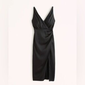 Abercrombie Satin Draped Wrap Midi Dress